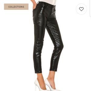 Frame Le High Crop Skinny Coated Croc-Embossed Jeans Size 30